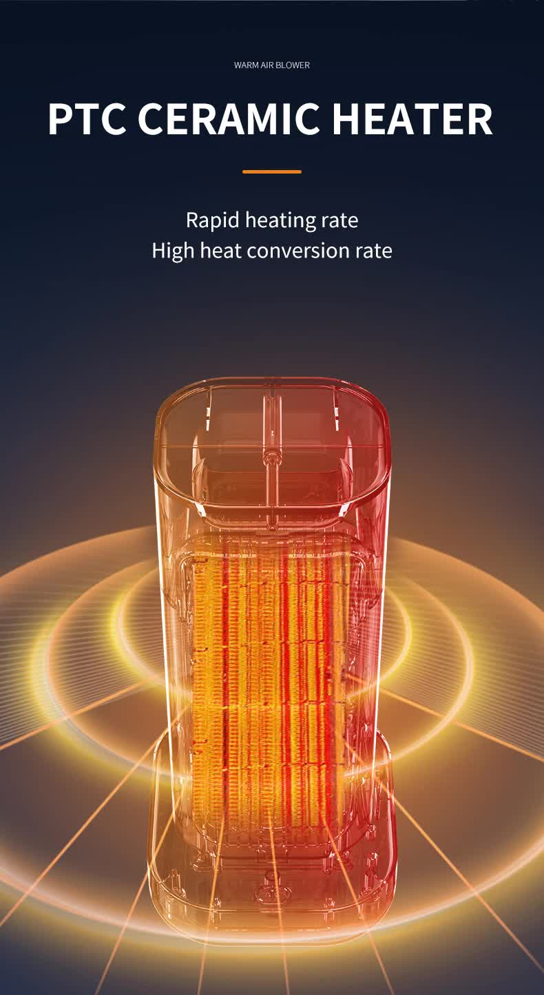 Pink Portable Electric Heater with Oscillation & Tip-Over Protection- 2 Heat Settings, Mini Tower