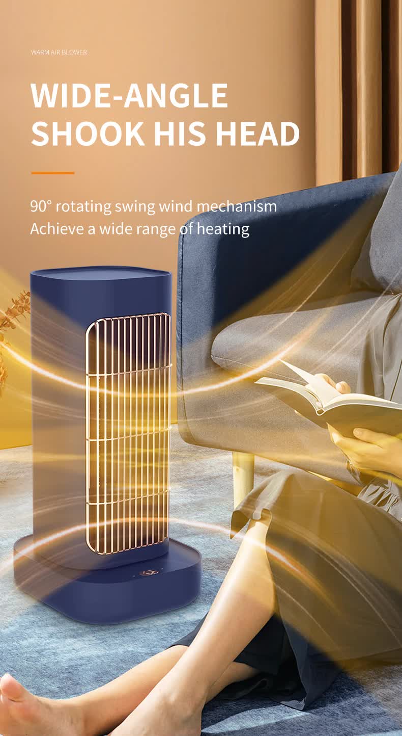 Pink Portable Electric Heater with Oscillation & Tip-Over Protection- 2 Heat Settings, Mini Tower
