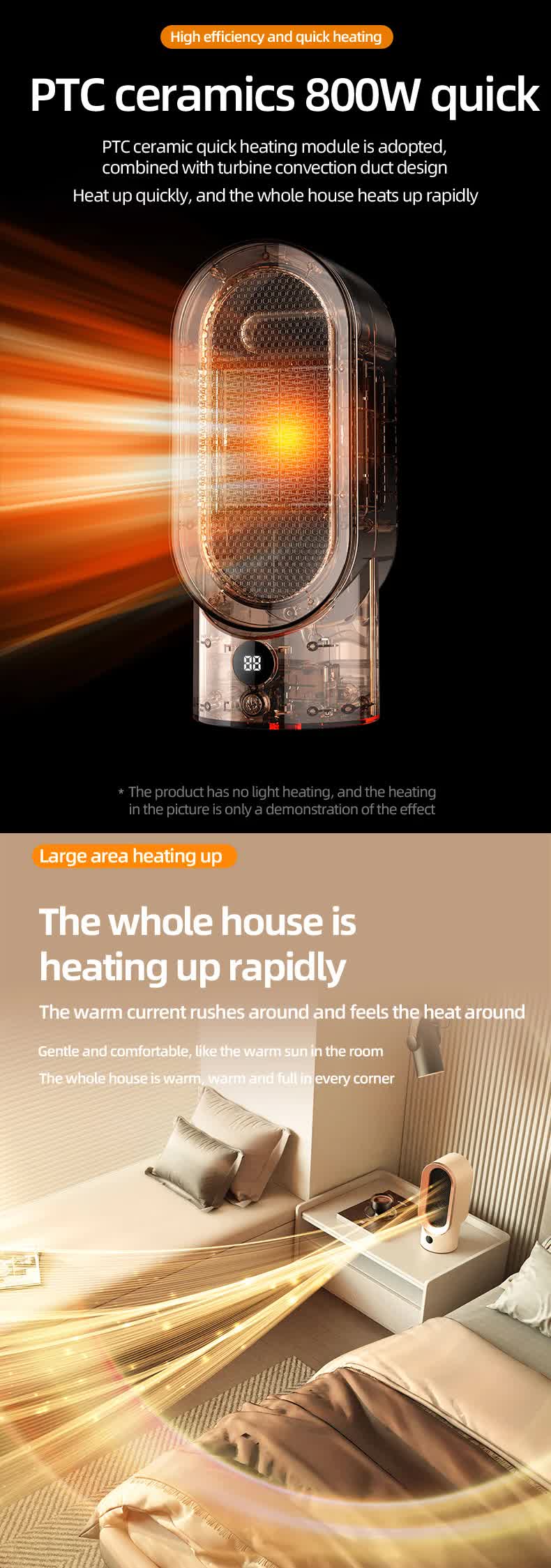 Stay Warm: Portable Electric Ceramic Heater - Quiet, Safe & Efficient for Small Spaces